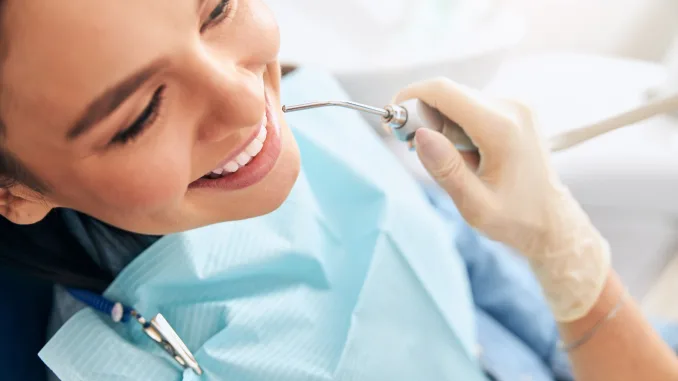 Close up of pleased woman that being at dentistry